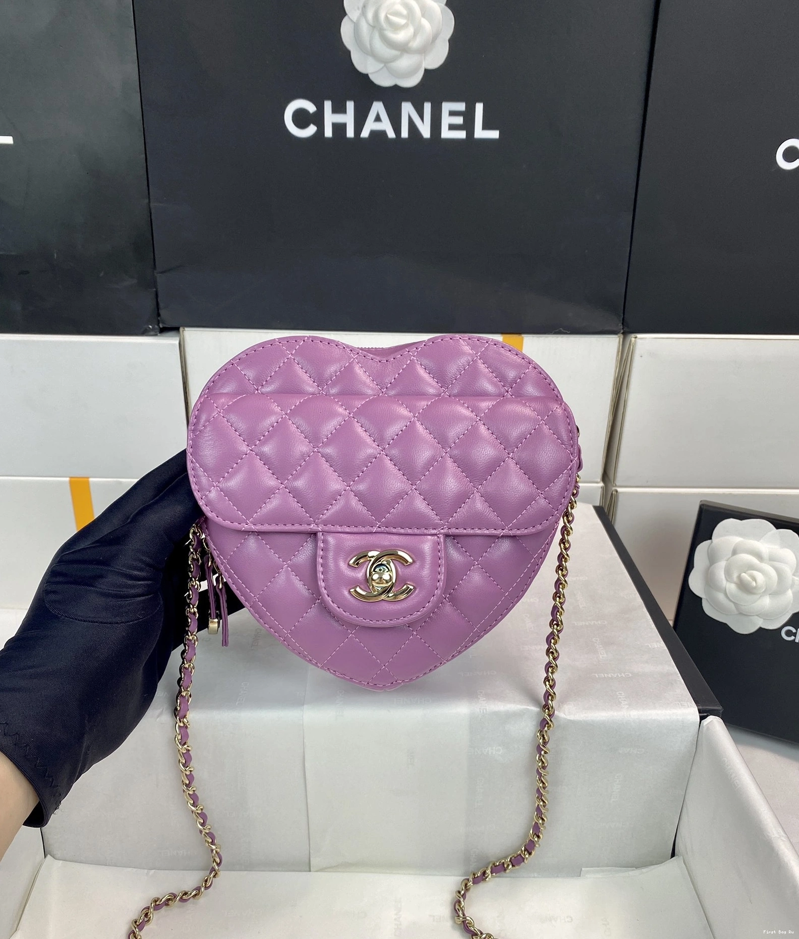 Firstbag Ru CHANEL Bag-18*16.5*6.5CM Heart 0710